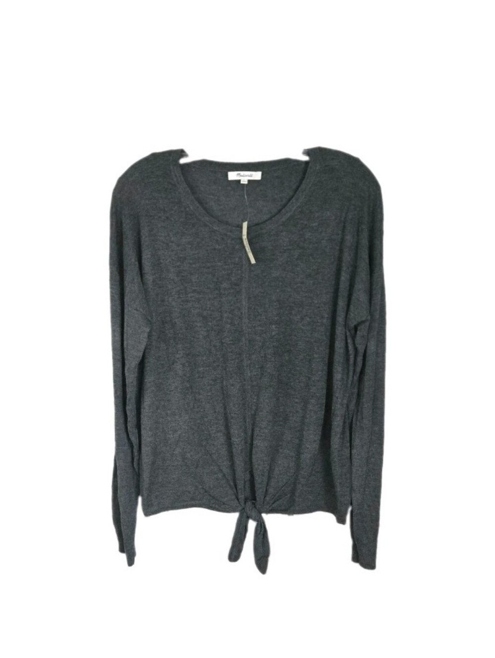 Madewell Modern Tie Front Lightweight Sweater Women's Size L Gray New Minimalist